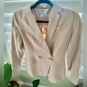 Katherine Barclay Linen/Cotton Blend Blazer in Tan